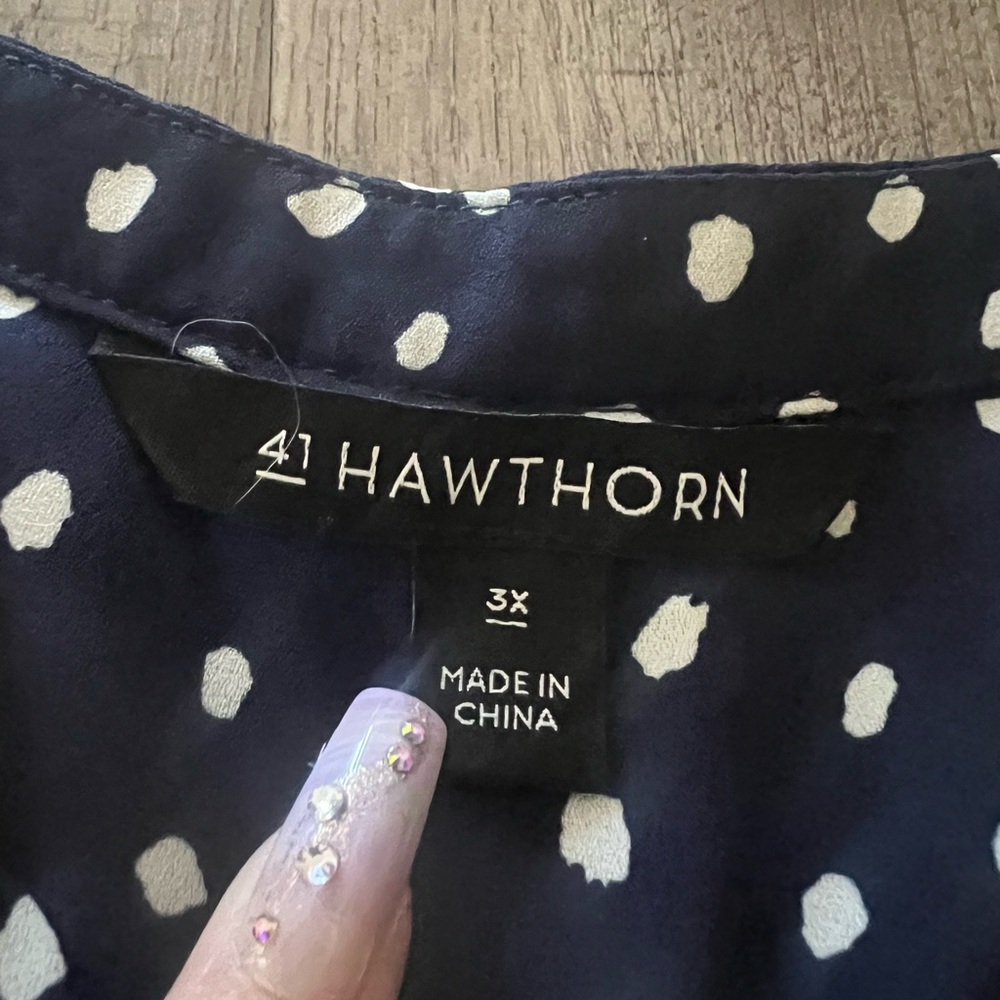 41 Hawthorn Navy and White Polka Dot Blouse - Picture 7 of 8